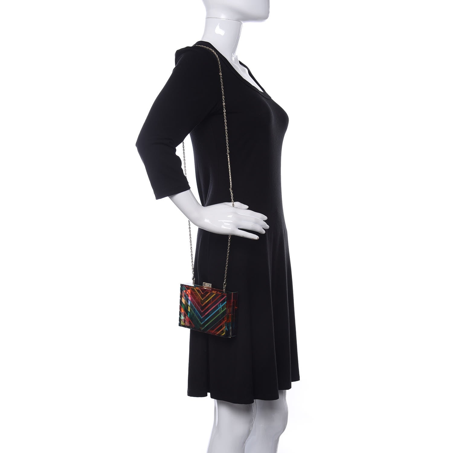 Valentino Garavani Acrylic 1973 Clutch With Chain Multicolor 2 of 13