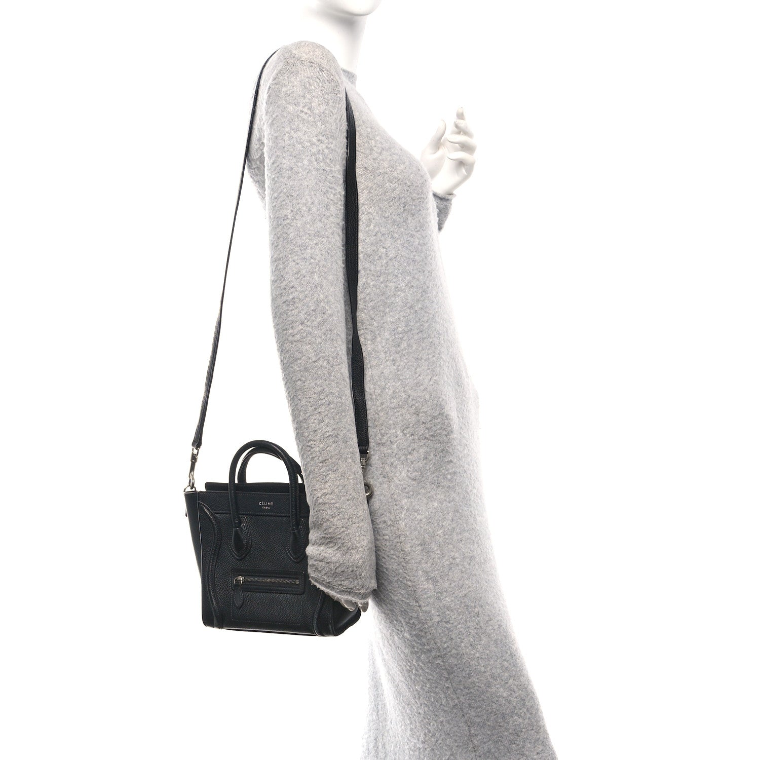 Celine Drummed Calfskin Nano Luggage Black 2 of 11