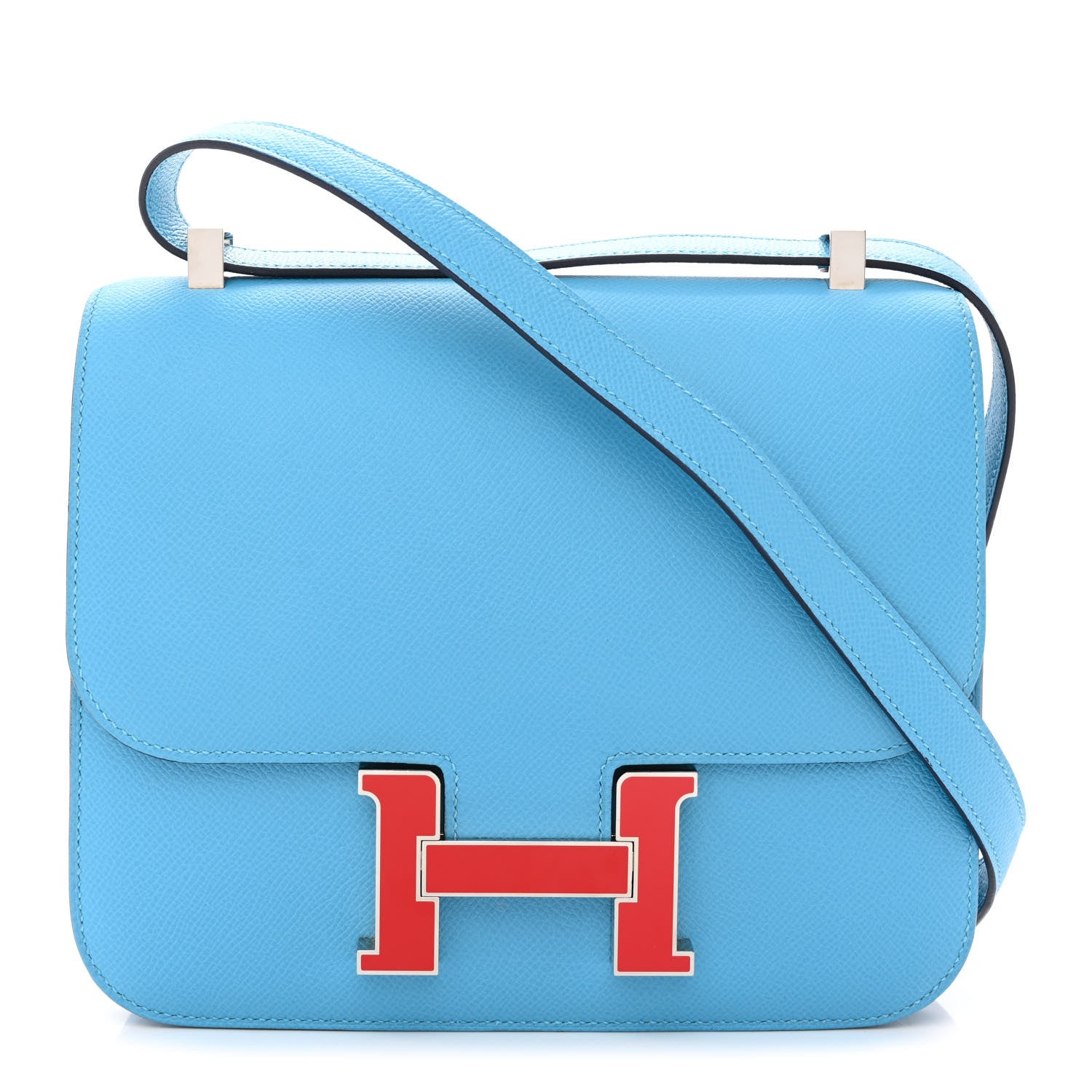 Hermes Epsom Enamel Constance 24 Bleu Du Nord Rouge 1 of 10