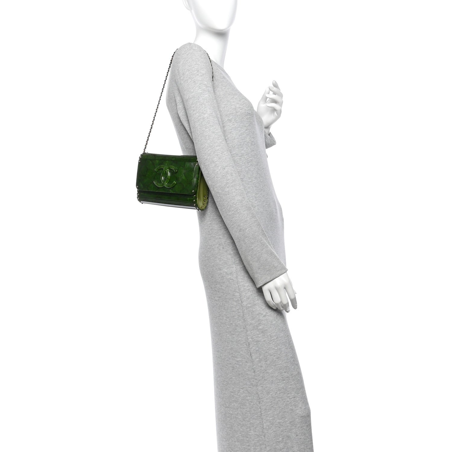 Chanel Plexiglass Jade Paris Shanghai CC Clutch Green 2 of 9