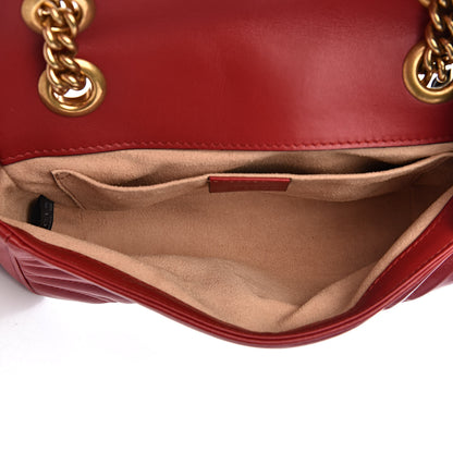 Gucci Calfskin Matelasse Mini GG Marmont Shoulder Bag Hibiscus Red 5 of 11