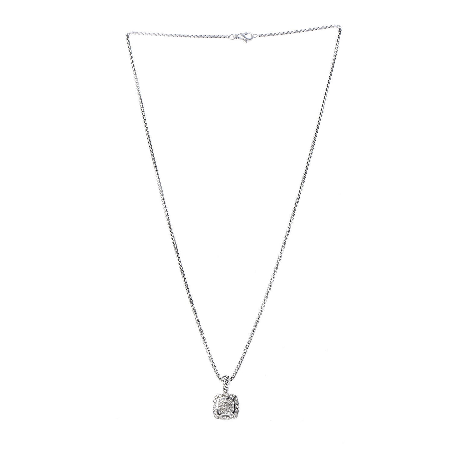 Sterling Silver Diamond Pave 7mm Petite Albion Pendant Necklace