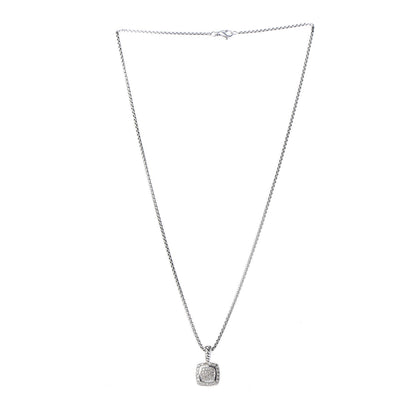 David Yurman Sterling Silver Diamond Pave 7mm Petite Albion Pendant Necklace 3 of 6