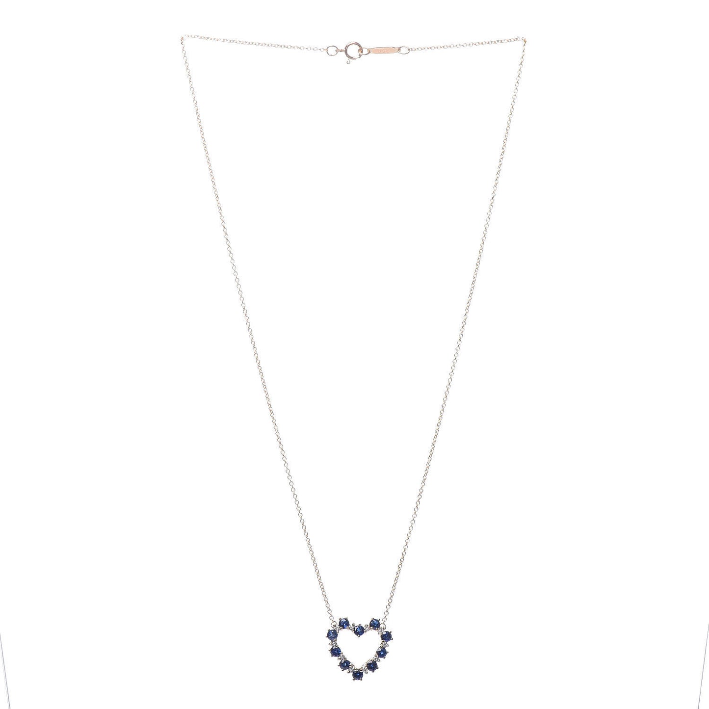 18K Yellow Gold Diamond Sapphire Heart Pendant Necklace
