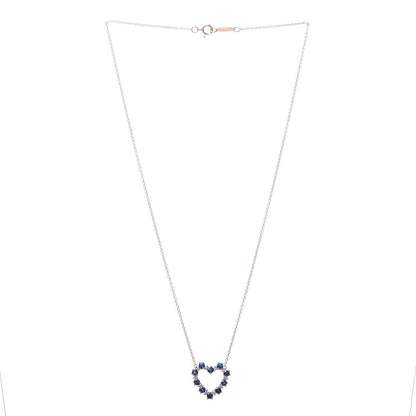 Tiffany 18K Yellow Gold Diamond Sapphire Heart Pendant Necklace 3 of 6