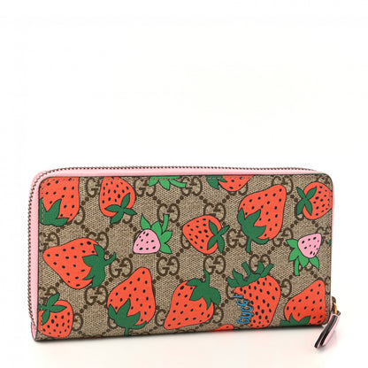 Gucci GG Supreme Monogram Strawberry Zip Around Wallet Light Pink 3 of 7