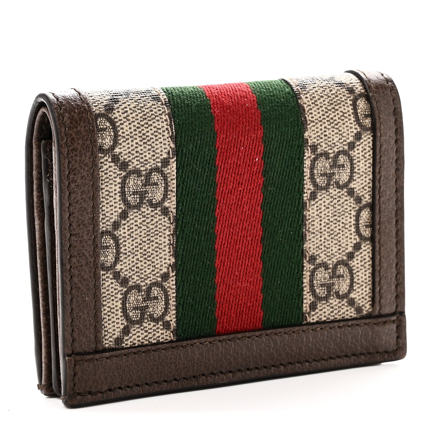 Gucci GG Supreme Monogram Web Ophidia Card Case Beige New Acero 3 of 9