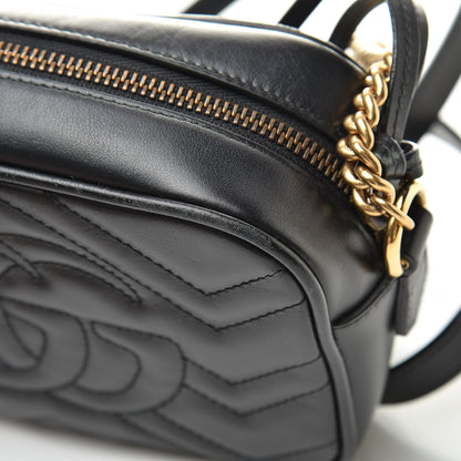 Gucci Calfskin Matelasse Mini GG Marmont Chain Shoulder Bag Black 14 of 16