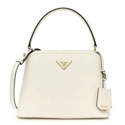 Prada Saffiano Cuir Small Matinee Tote White Black 1 of 11