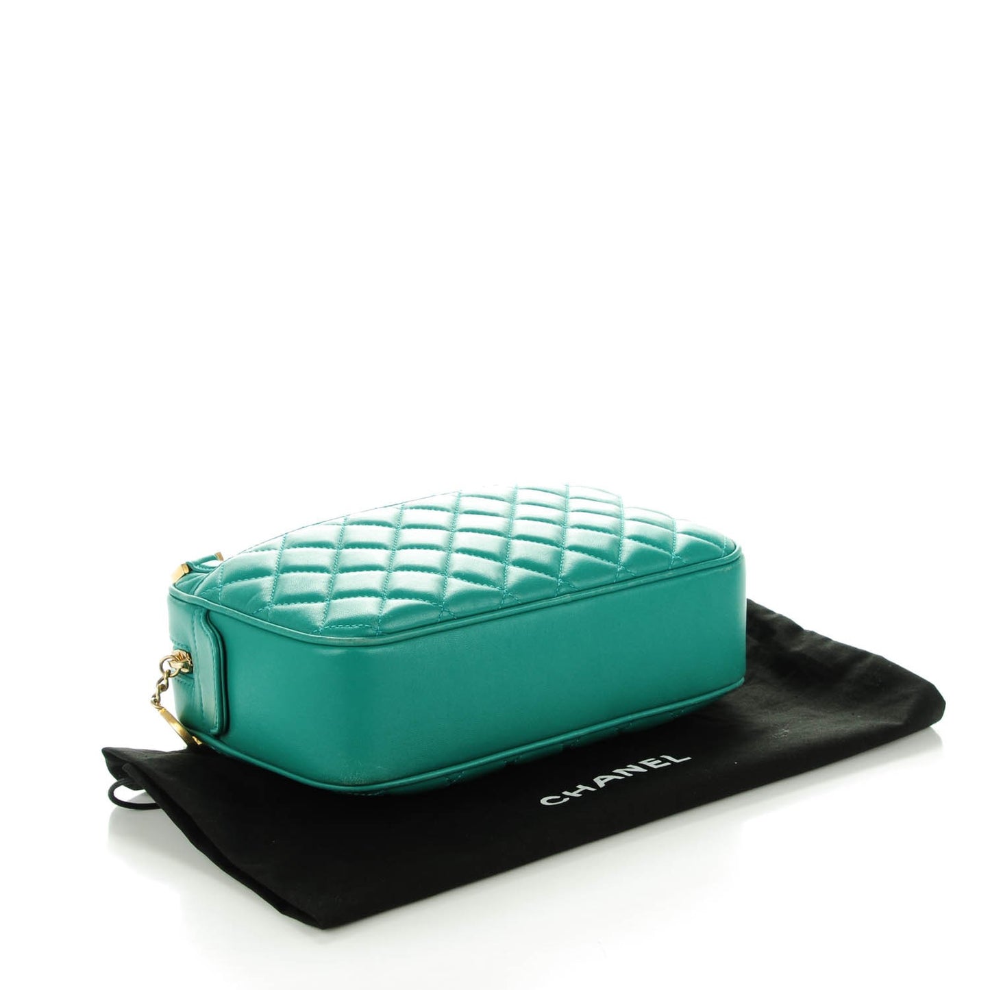 Lambskin Quilted Medium CC Crown Camera Case Green