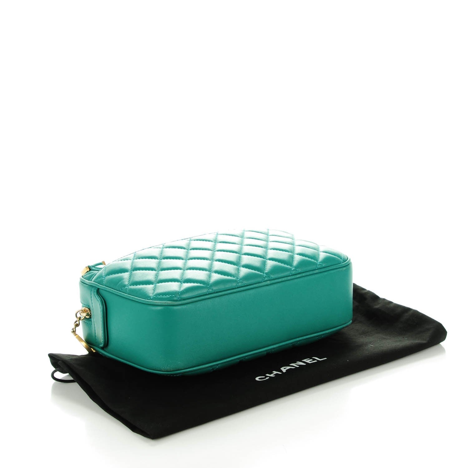 Chanel Lambskin Quilted Medium CC Crown Camera Case Green 4 of 7