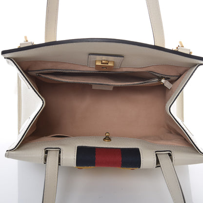 Gucci Grained Calfskin Web Stripe Butterfly Medium Totem Top Handle Bag White 6 of 13