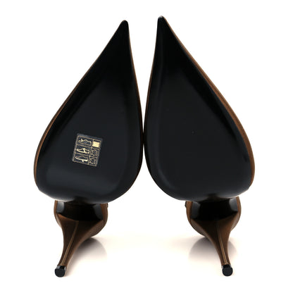 Saint Laurent Silk Satin Faye 110 Pumps 38 Deep Cognac 6 of 10