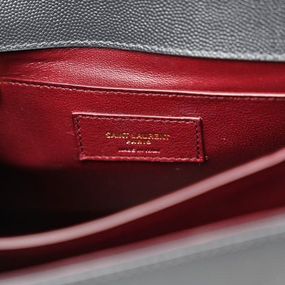 Saint Laurent Grain de Poudre Medium Classic Monogram Cassandra Top Handle Dark Smog 6 of 11