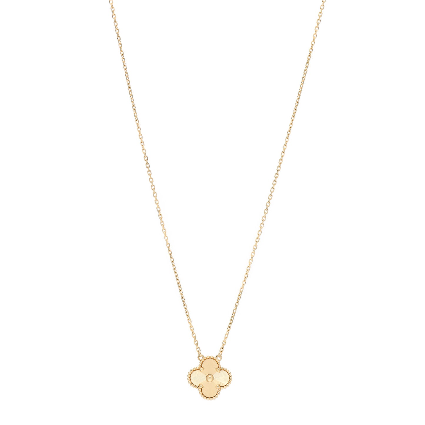 18K Yellow Gold Guilloche Vintage Alhambra Pendant Necklace