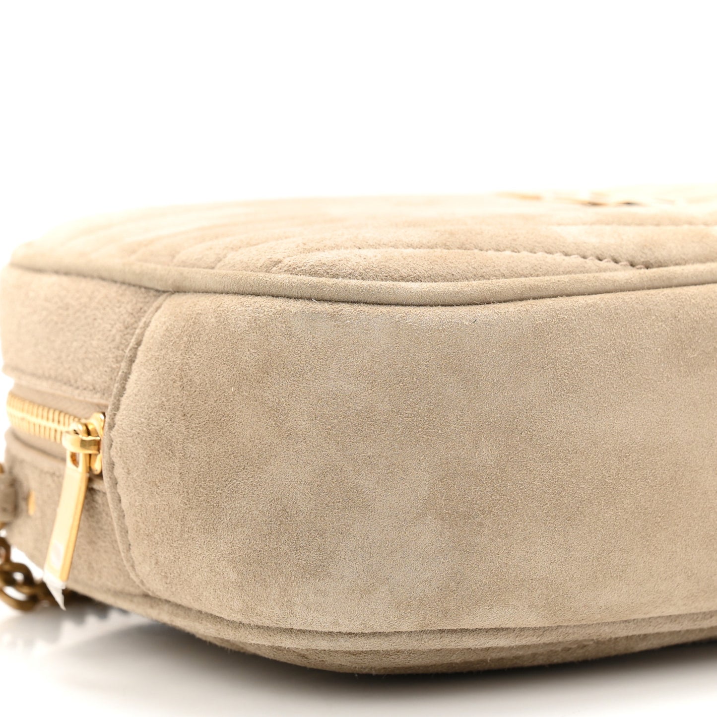 Suede Matelasse Monogram Mini Lou Camera Bag Matte Gold