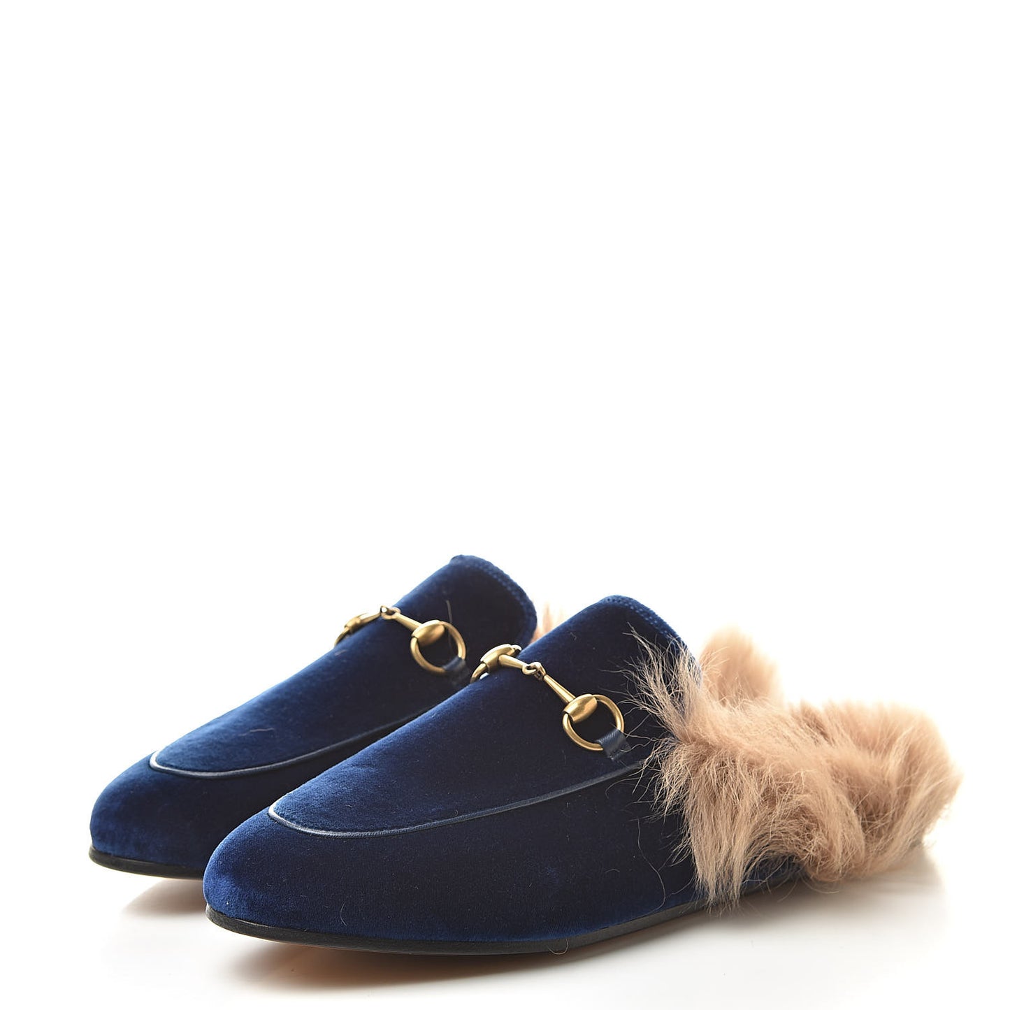 Velvet Fur Womens Princetown Slippers 38 Cobalt Blue