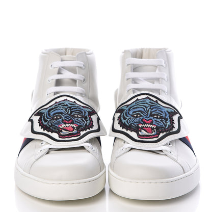 Gucci Calfskin Ayers Embroidered Web Mens Ace Removable Patches High Top Sneakers 11 White 2 of 8