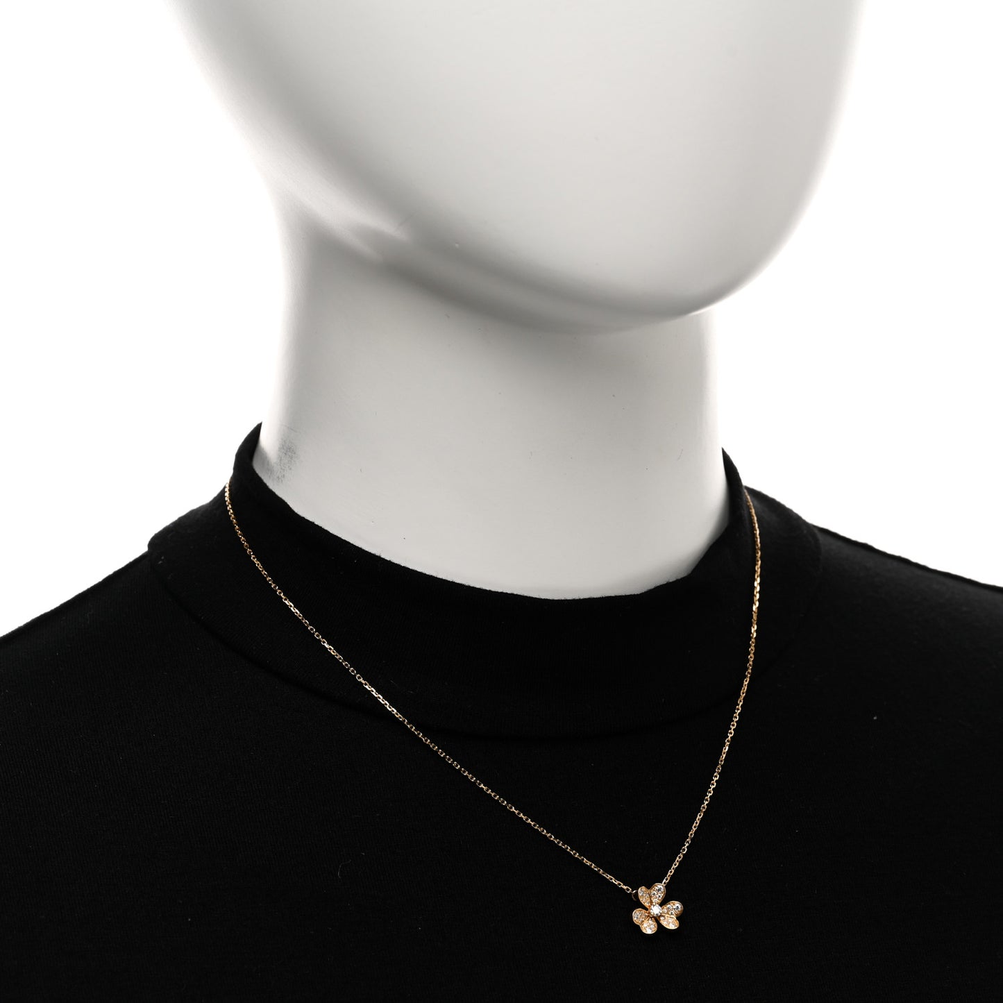 18K Yellow Gold Diamond Mini Frivole Pendant Pave Necklace