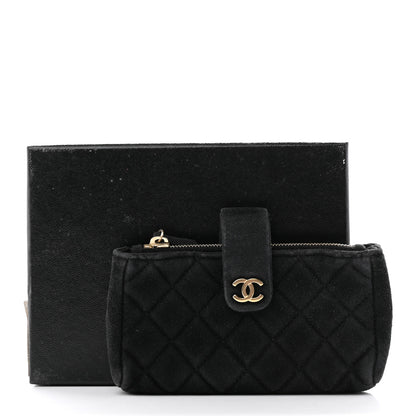 Chanel Suede Quilted Mini Phone Holder Clutch Black 15 of 15