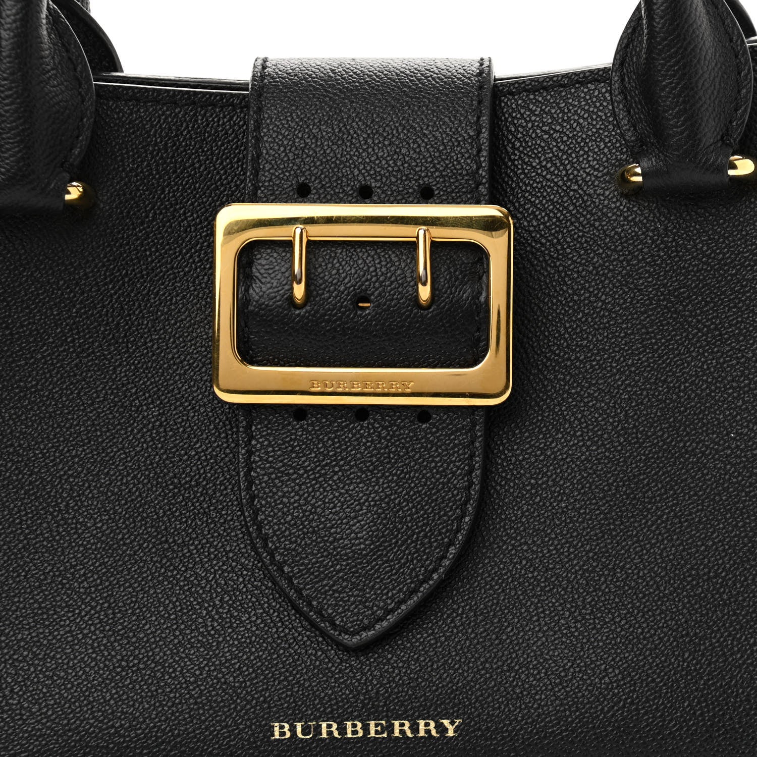 Burberry Soft Grain Calfskin Small Buckle Tote Black 8 of 13
