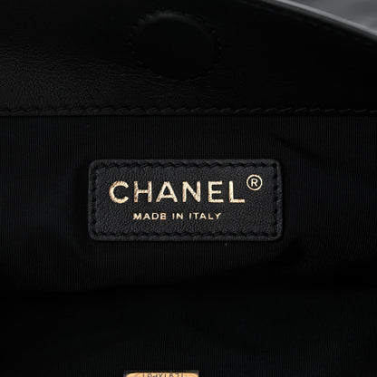 Chanel Calfskin Quilted Chain Flat Tote Black 6 of 10