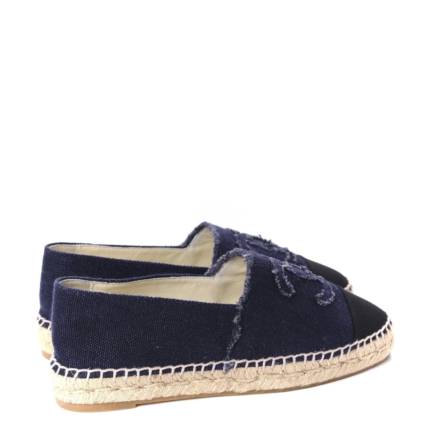 Chanel Linen CC Espadrilles 37 Blue Black 4 of 11