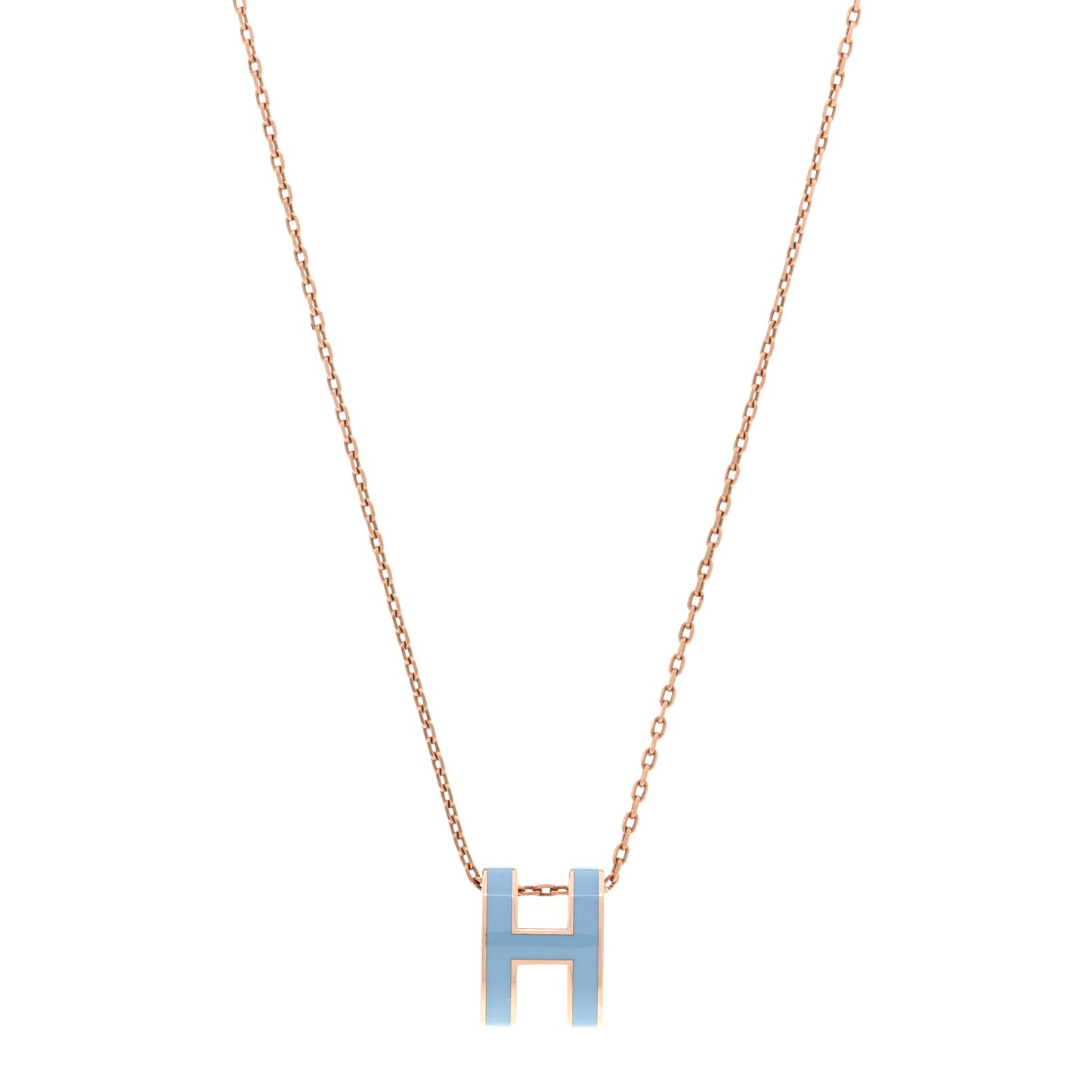Lacquered Rose Gold Pop H Pendant Necklace Bleu Pastel