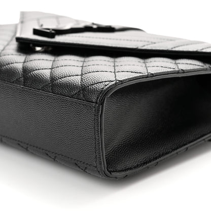 Saint Laurent Grain De Poudre Textured Mixed Matelasse Triquilt Medium Monogram Satchel Black 9 of 9