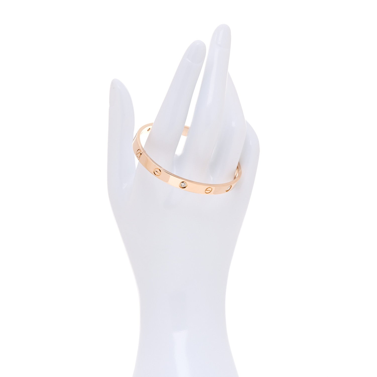 Cartier 18K Pink Gold 4 Diamond LOVE Bracelet 18 2 of 10