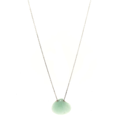 Tiffany Sterling Silver Green Aventurine Elsa Peretti Cat Island Isle Shell Pendant Necklace 1 of 6