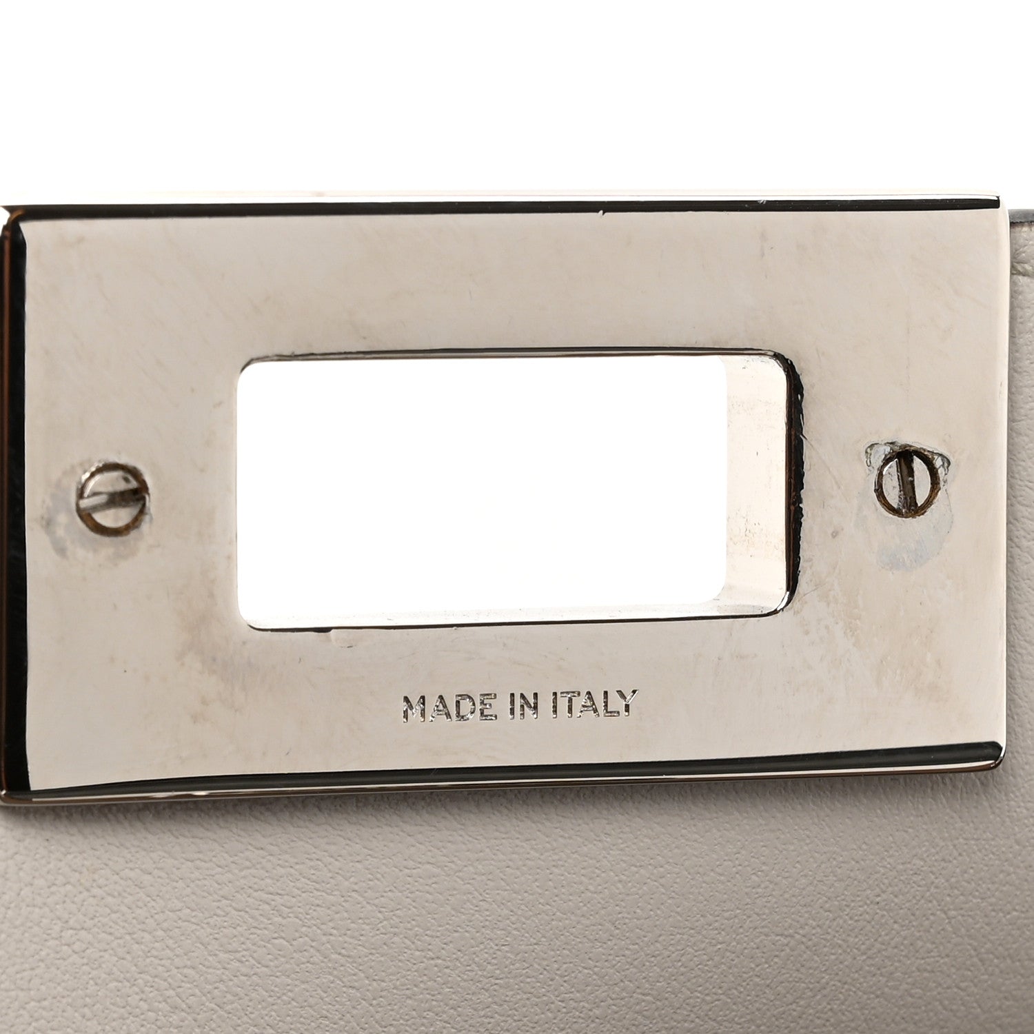 Fendi Cuoio Romano Vitello Cover Glazed Fabric Bi-Color FF 1974 Mini Peekaboo I SEE U Satchel Grigio Chiaro Ghiaia 8 of 14