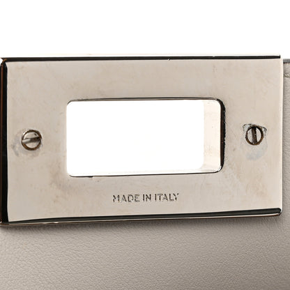 Fendi Cuoio Romano Vitello Cover Glazed Fabric Bi-Color FF 1974 Mini Peekaboo I SEE U Satchel Grigio Chiaro Ghiaia 8 of 14