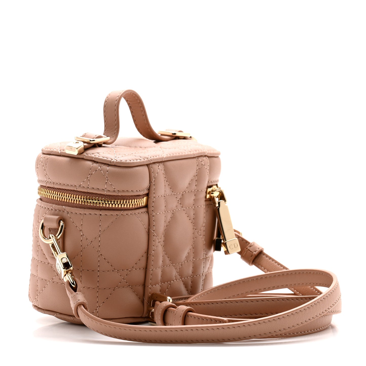 Lambskin Cannage Micro Lady Dior Vanity Case Rose Des Vents