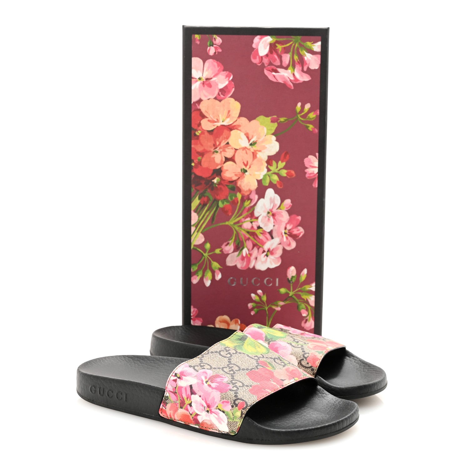Gucci GG Supreme Monogram Blooms Slide Sandals 36 Beige Multicolor 9 of 9