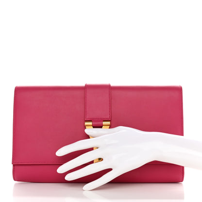 Saint Laurent Calfskin Classic Y Ligne Clutch Fuchsia 2 of 12