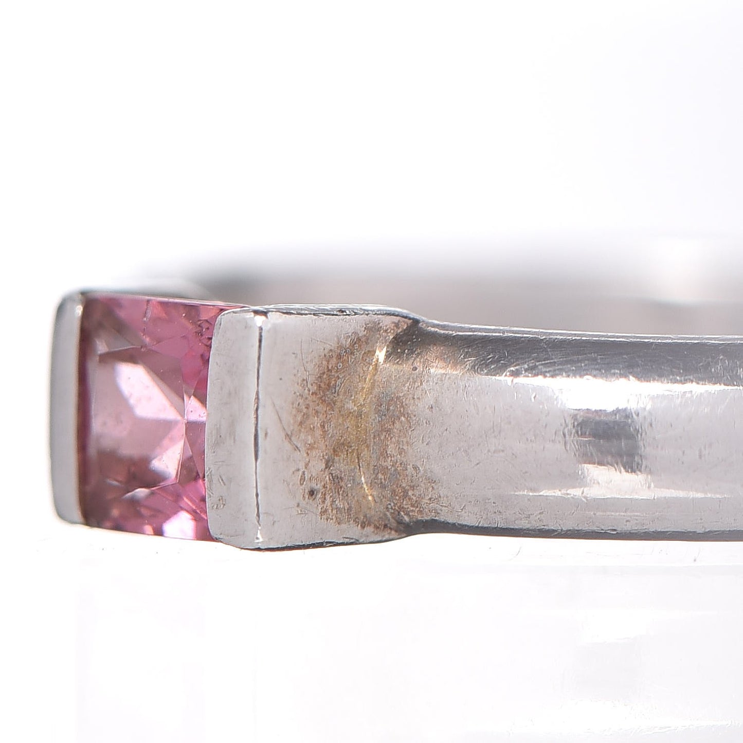 Sterling Silver Pink Sapphire Square Stack Ring 54 6.75