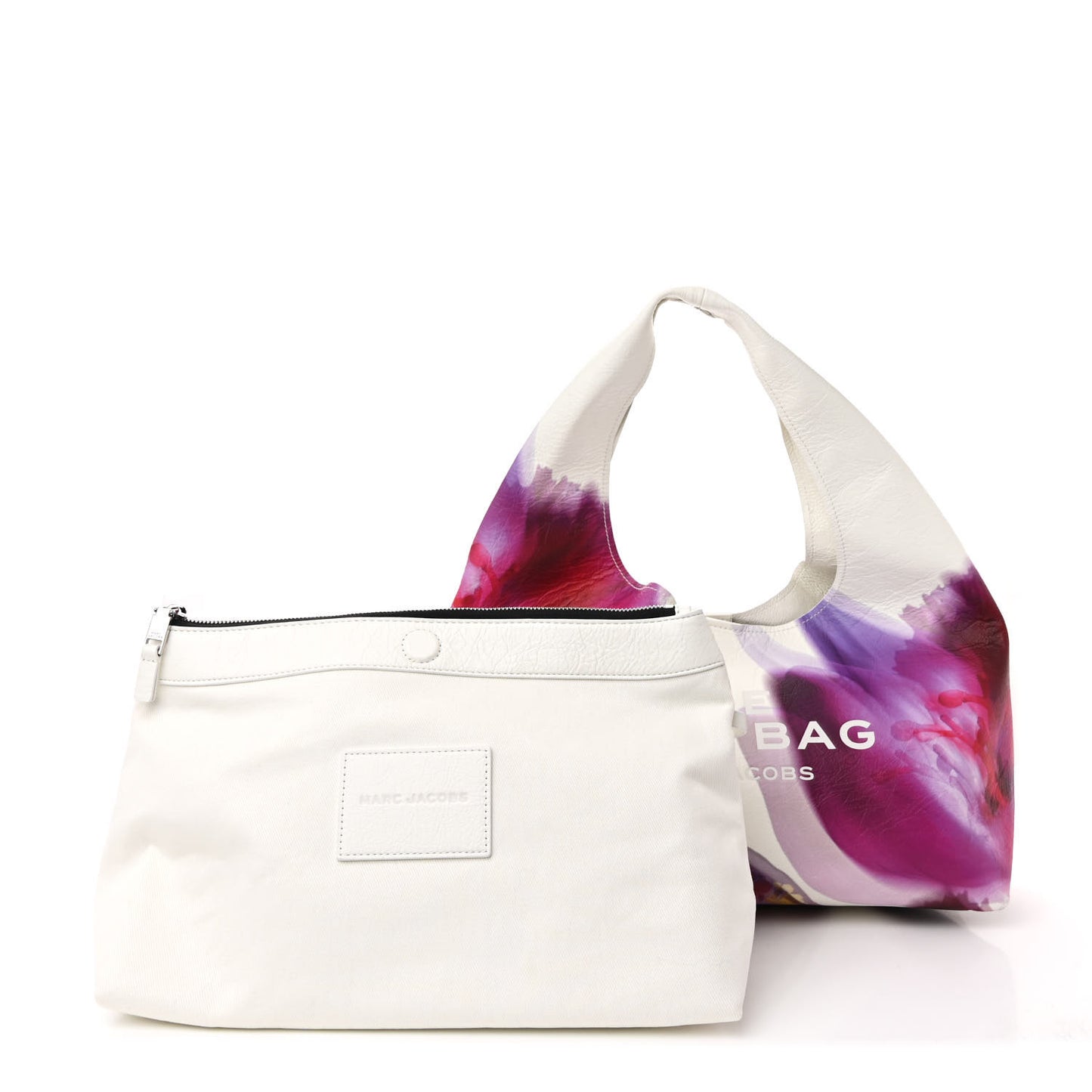 Crinkled Calfskin Future Floral Medium The Sack Bag White Multicolor
