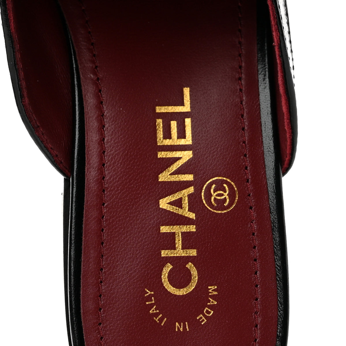 Shiny Crumpled Lambskin CC Mules 36 Black
