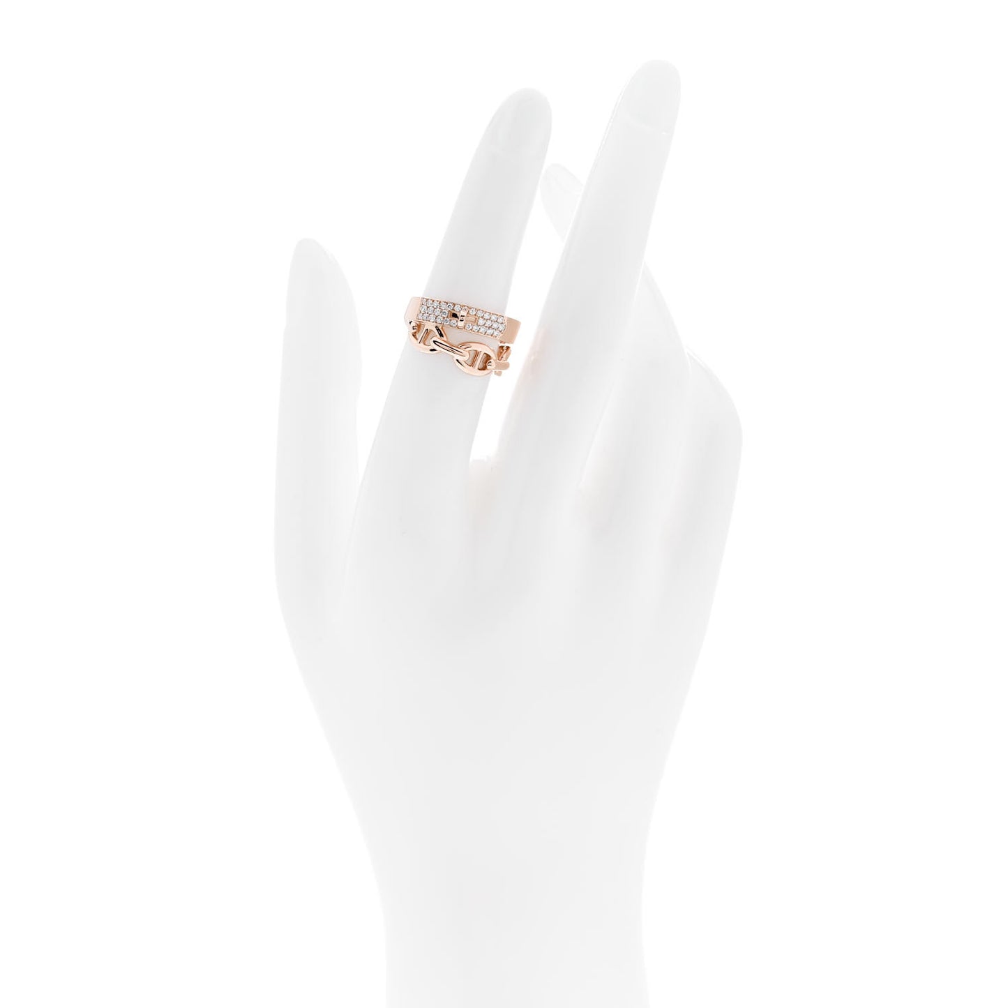 18K Rose Gold Diamond Kelly Double Tour Pave Ring 51 5.75