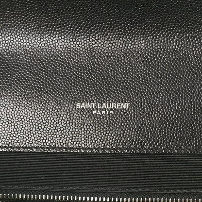 Saint Laurent Grain De Poudre Textured Mixed Matelasse Large Triquilt Monogram Satchel Black 6 of 11