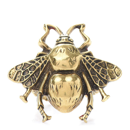 Gucci Metal Enamel Bee Ring 6.5 Aged Gold 1 of 7