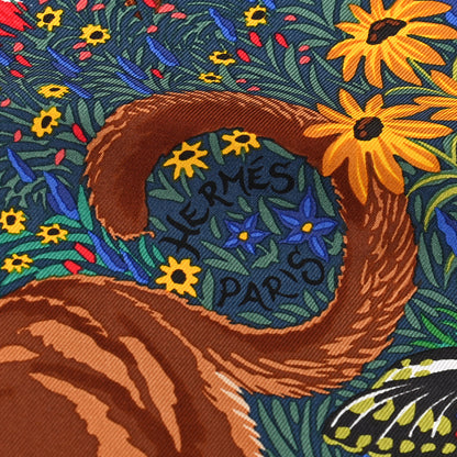 Hermes Silk Into the Canadian Wild Scarf 90 Vert Rouge Brun 2 of 5