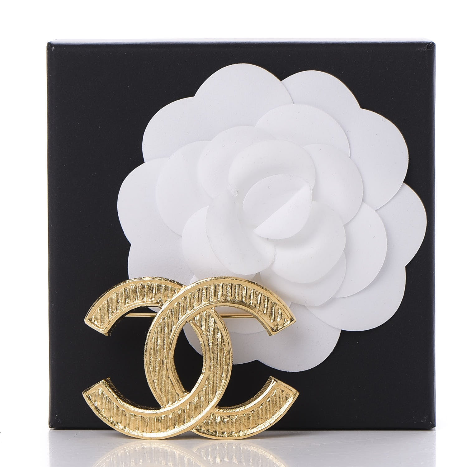 Chanel Metal Striped CC Brooch Gold 5 of 5