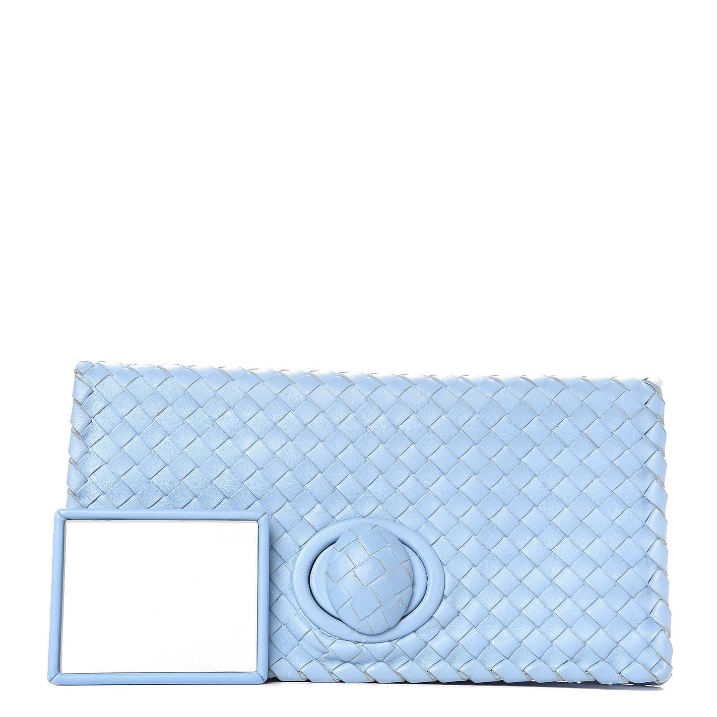 Nappa Intrecciato Turnlock Clutch Light Blue