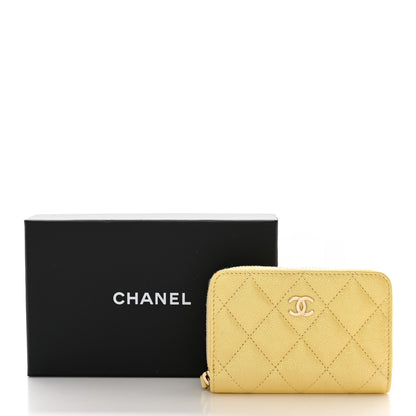 Chanel Iridescent Caviar Quilted Zip Coin Purse Yellow 9 of 9