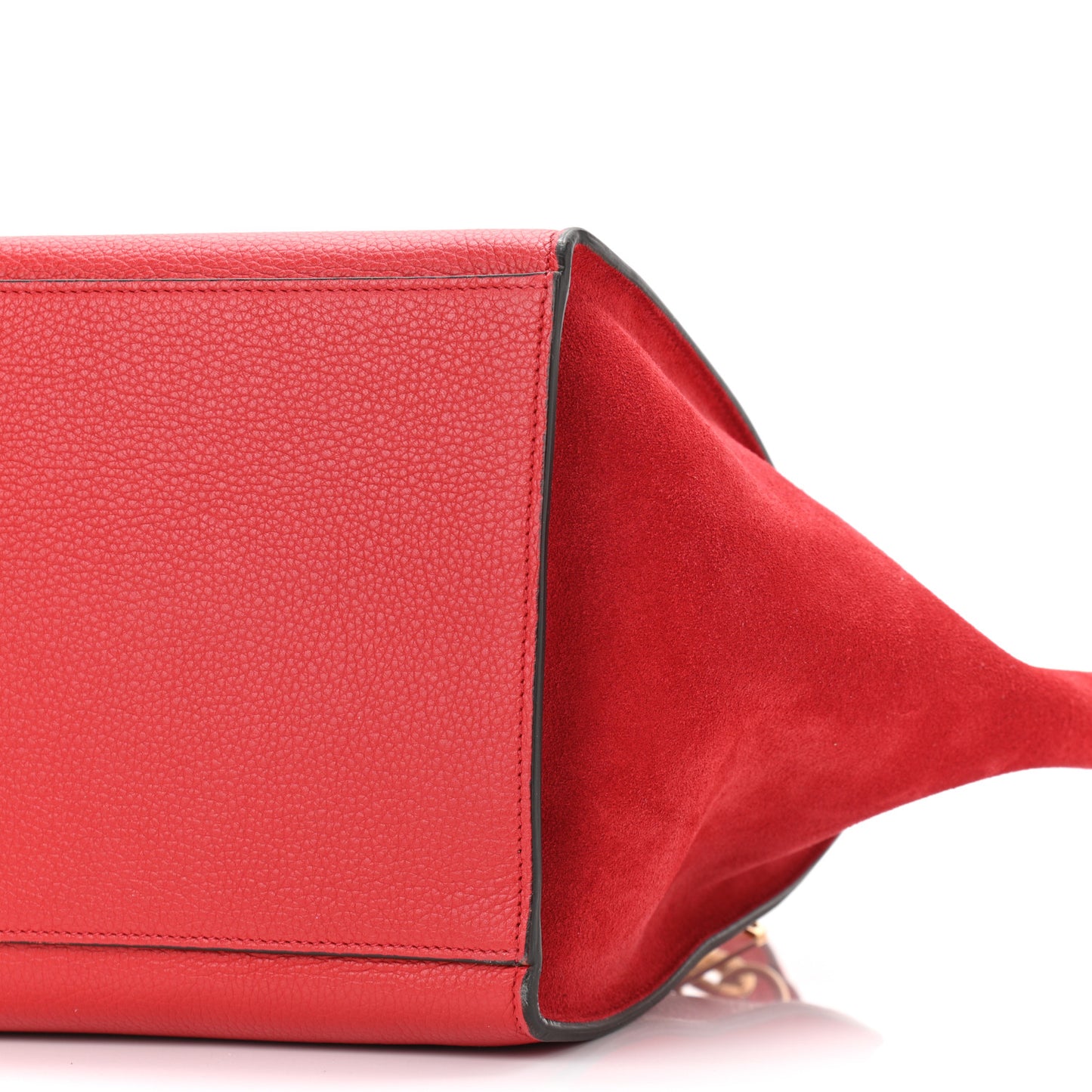 Drummed Calfskin Suede Medium Trapeze Coquelicot