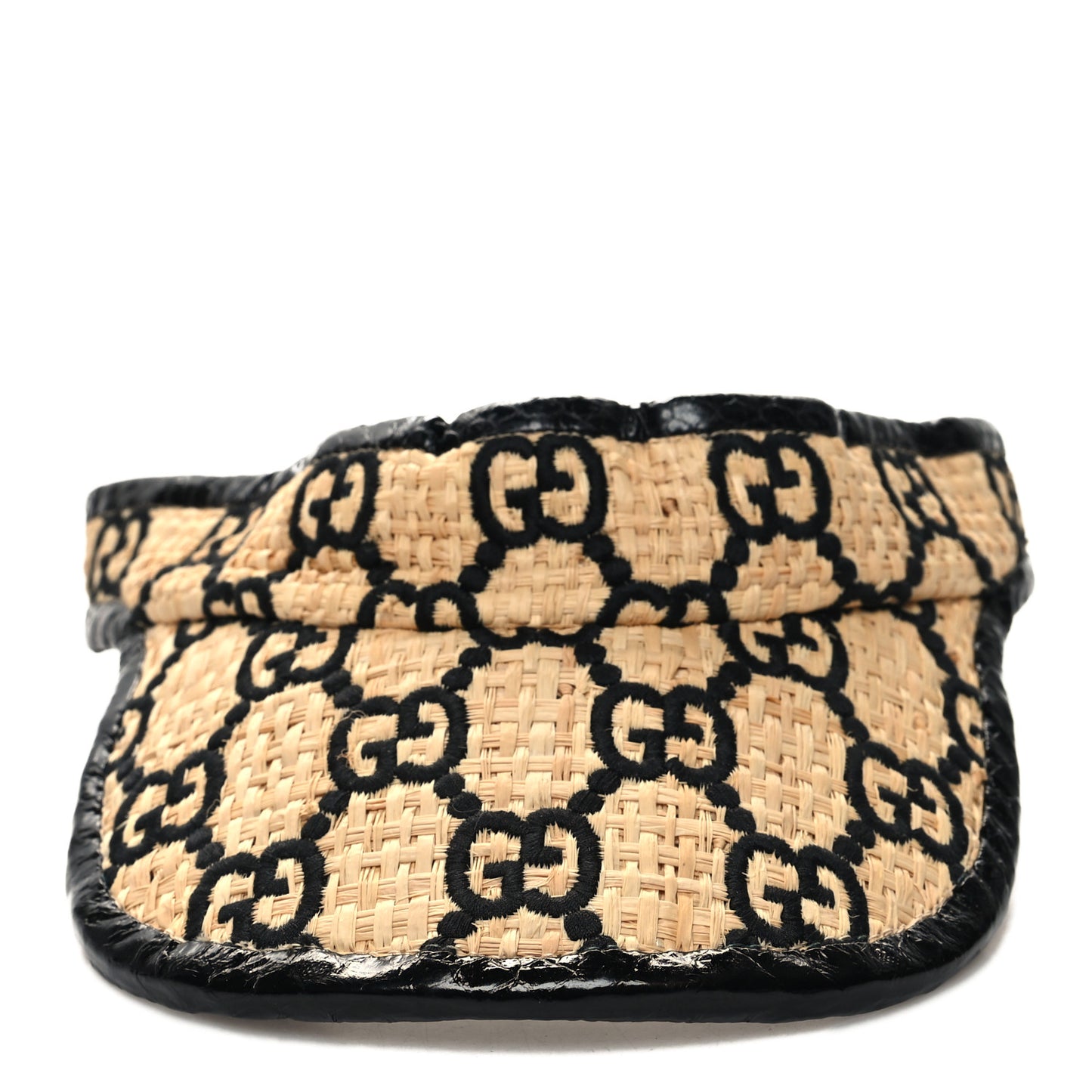 Raffia Elaphe GG Monogram Embroidered Afraa Visor Ivory Black