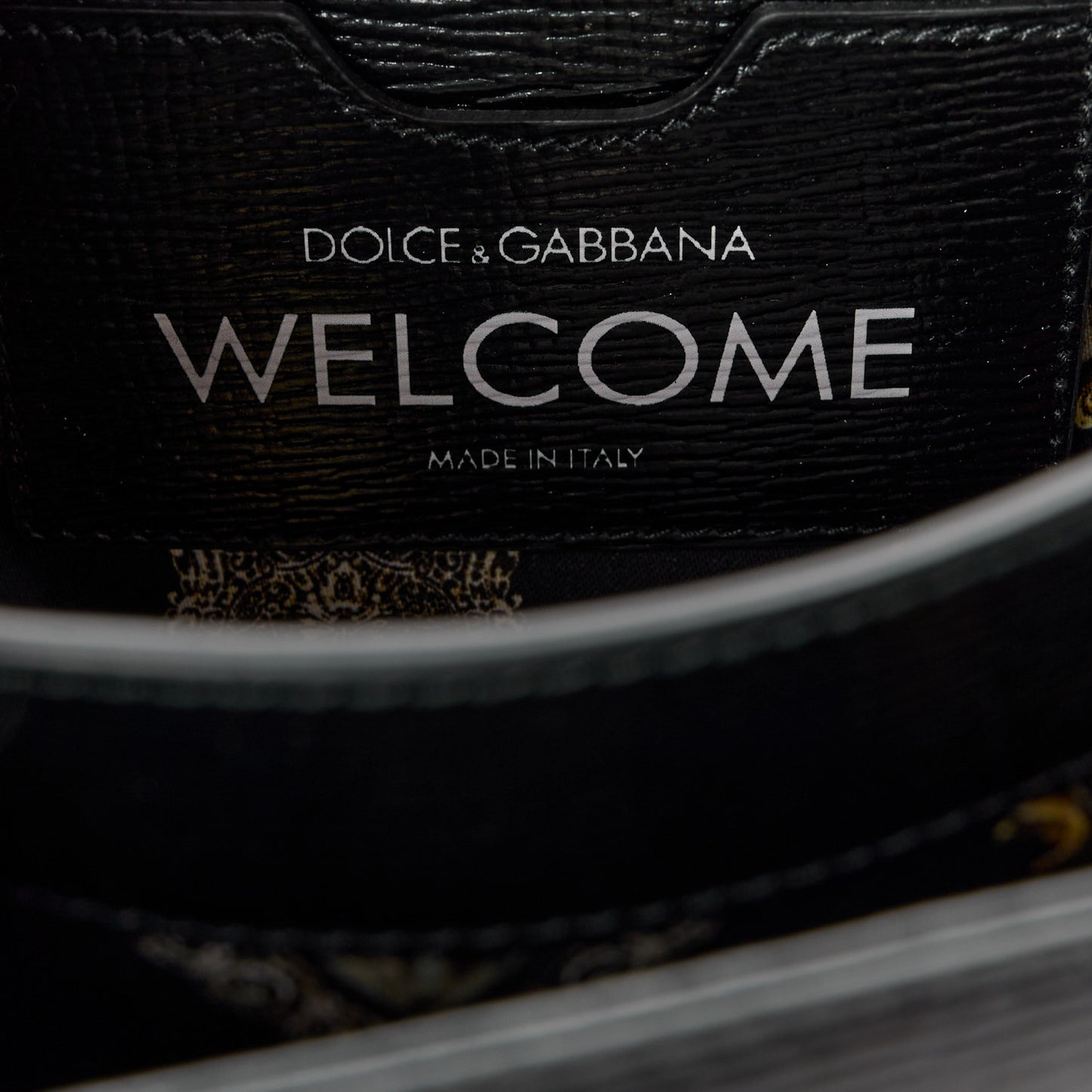 DOLCE GABBANA Grained Calfskin Heart Printed Welcome Satchel Black Multicolor