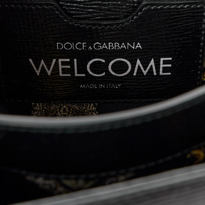 Dolce & Gabbana DOLCE GABBANA Grained Calfskin Heart Printed Welcome Satchel Black Multicolor 7 of 11